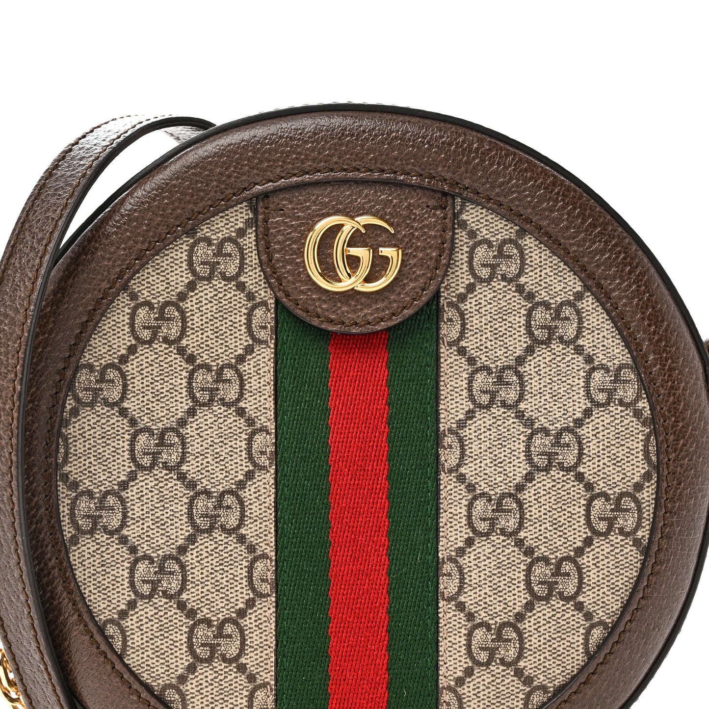 GG Supreme Monogram Web Mini Ophidia Round Shoulder Bag Brown