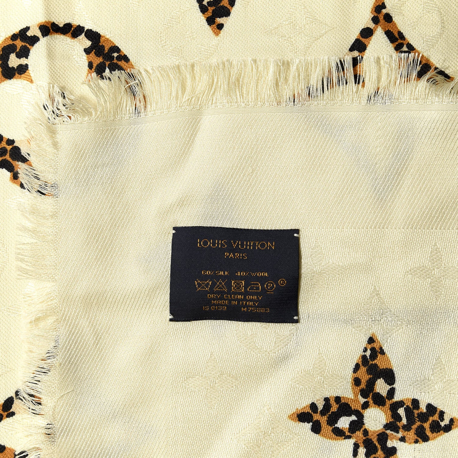 Louis Vuitton Wool Silk Monogram Giant Jungle Shawl Beige 5 of 6