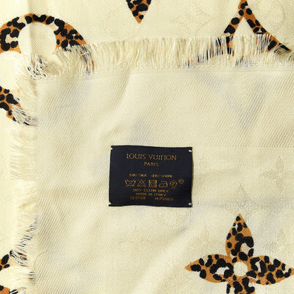 Louis Vuitton Wool Silk Monogram Giant Jungle Shawl Beige 5 of 6