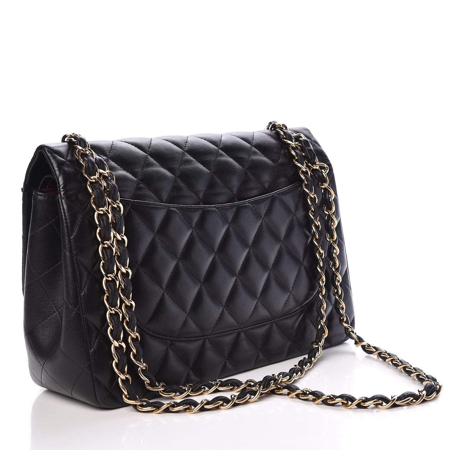 Lambskin Quilted Jumbo Double Flap Black