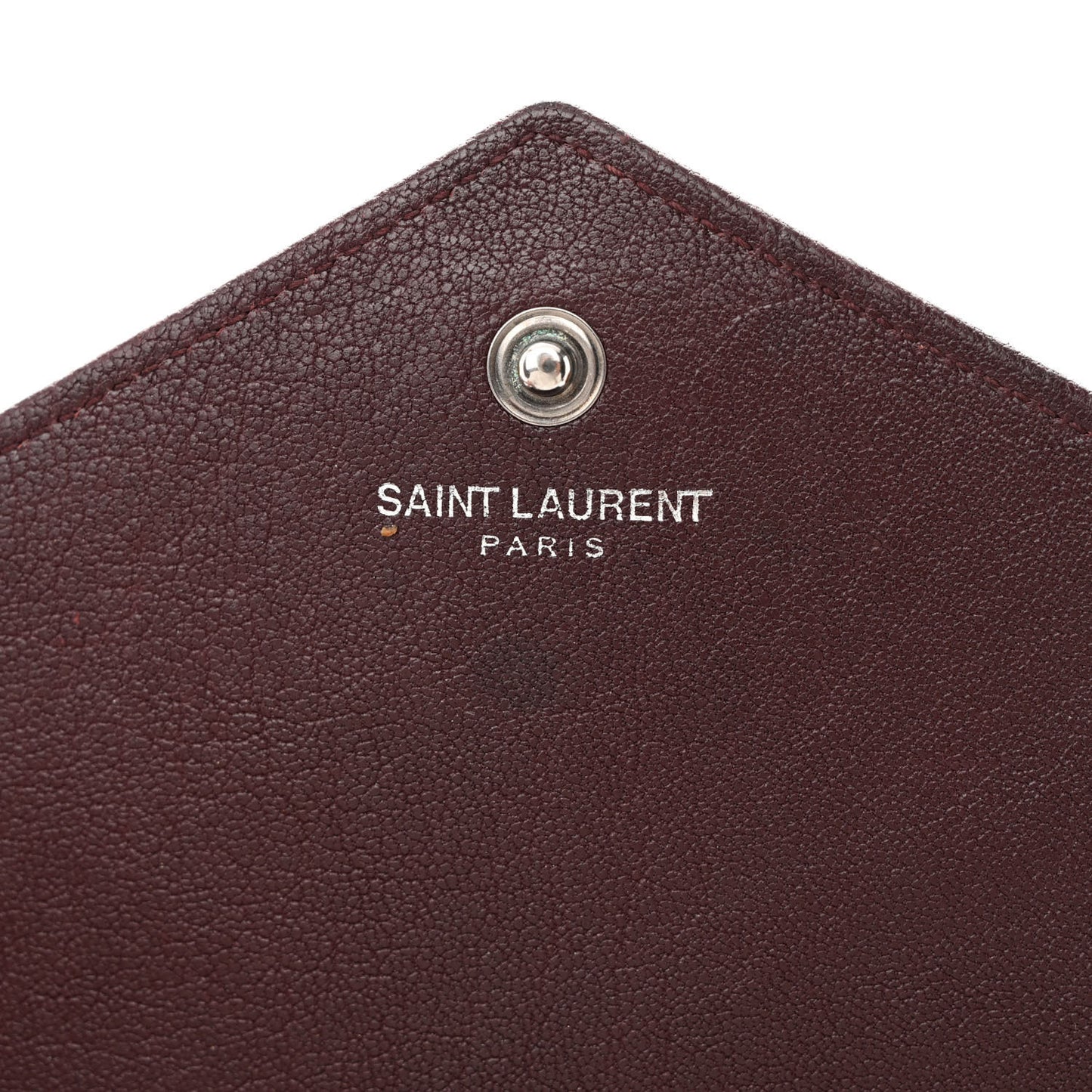 Sheepskin Tri-Quilt Monogram Envelope Chain Wallet Burgundy