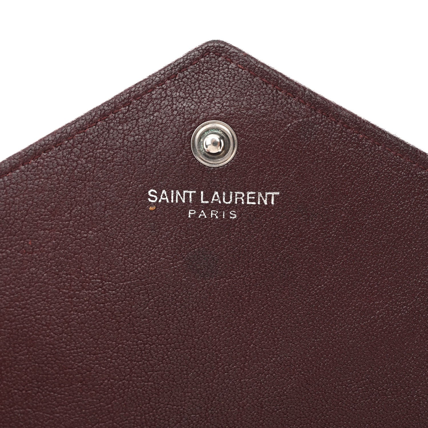 Saint Laurent Sheepskin Tri-Quilt Monogram Envelope Chain Wallet Burgundy 6 of 12