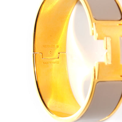 Hermes Enamel Wide Clic Clac H Bracelet GM Etoupe 3 of 5