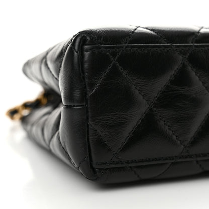 Chanel Shiny Aged Calfskin Quilted Nano Kelly Shopper Black 8 of 13