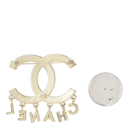 Chanel Crystal Pearl Signature Drop Brooch Gold 2 of 3