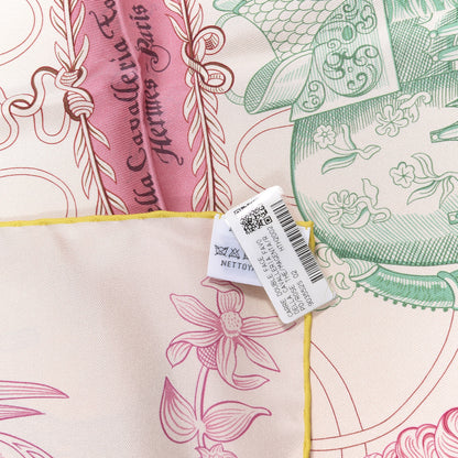 Hermes Silk Della Cavalleria Favolosa Reversible Scarf 90 Rose The Magenta Rose Fragola 3 of 3
