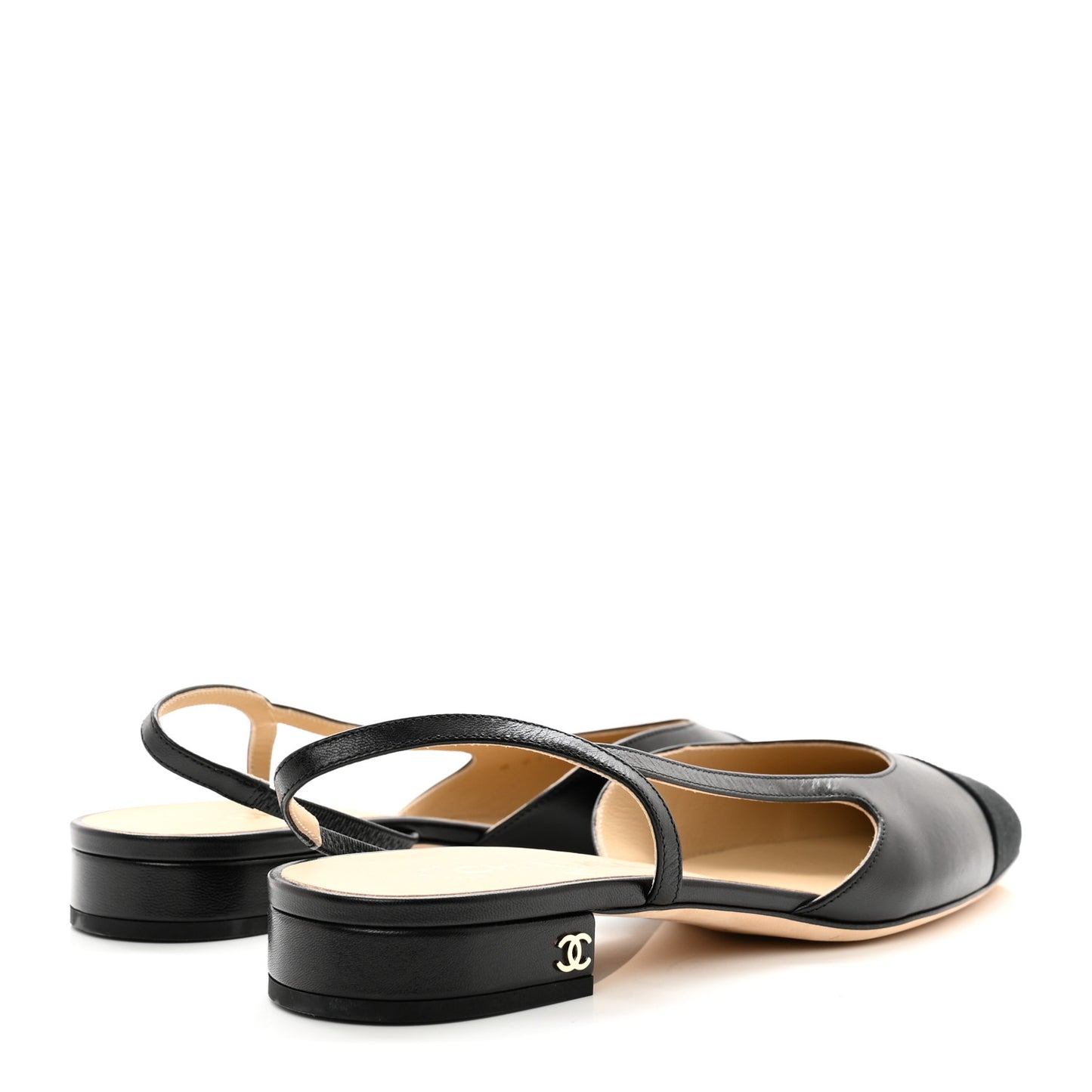 Goatskin Grosgrain Cap Toe CC Slingback Sandals 40 Black