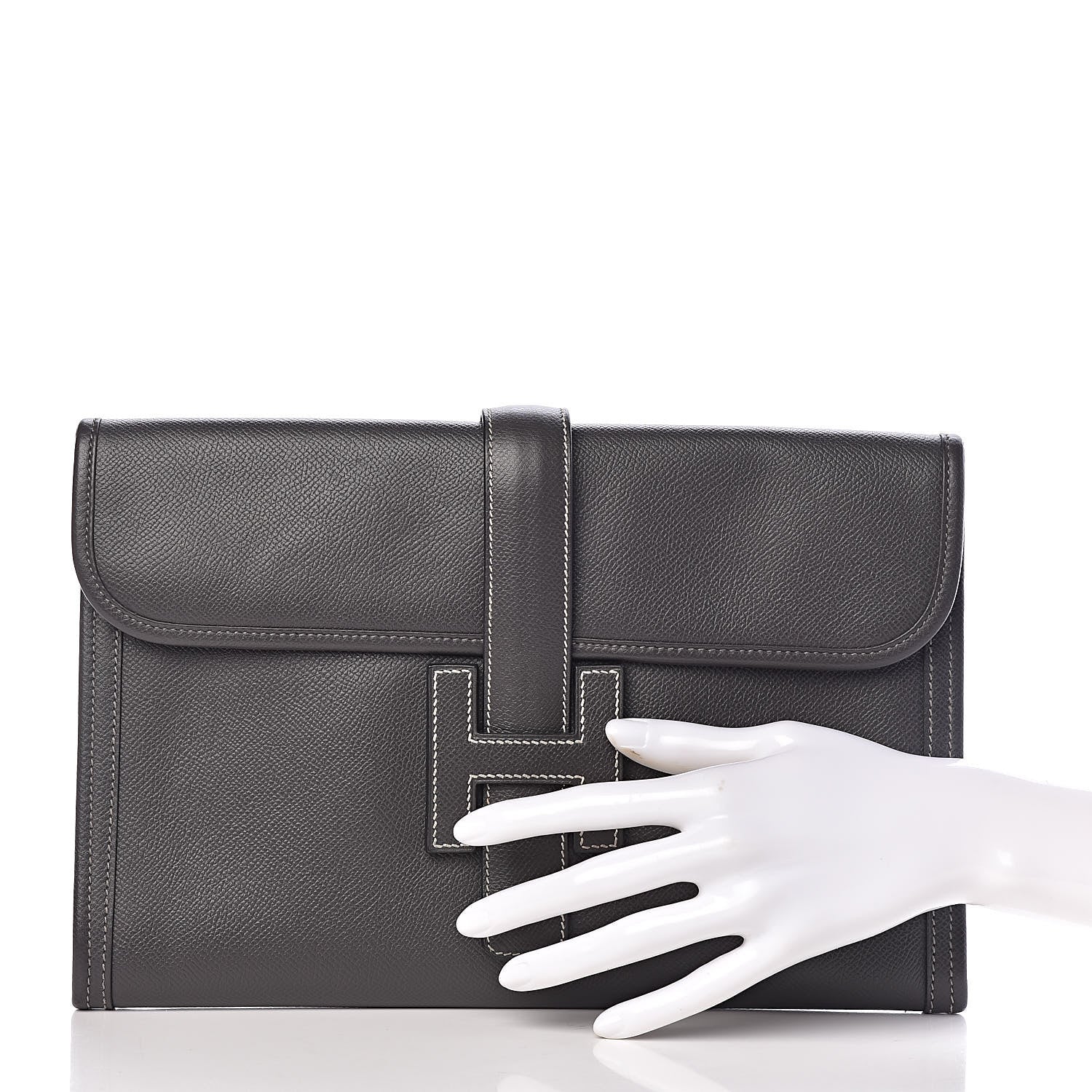 Hermes Epsom Jige PM Clutch Graphite 2 of 10