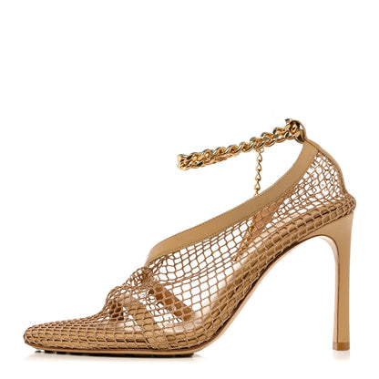 Bottega Veneta Mesh Nappa Chunky Chain Sandals 39.5 Beige Pony 1 of 8