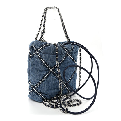 Chanel Denim Stitched Quilted Mini Chanel 22 Blue 3 of 10