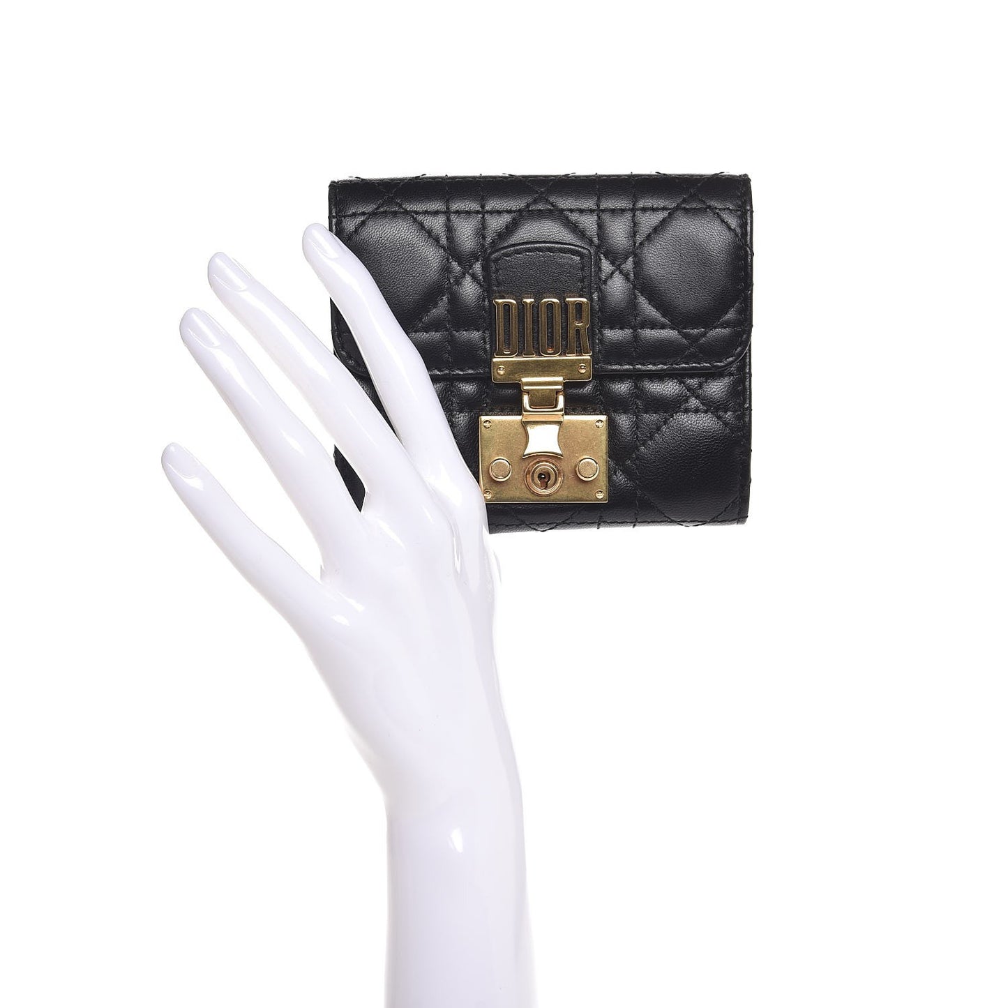 Lambskin Cannage Dioraddict Flap Wallet Black