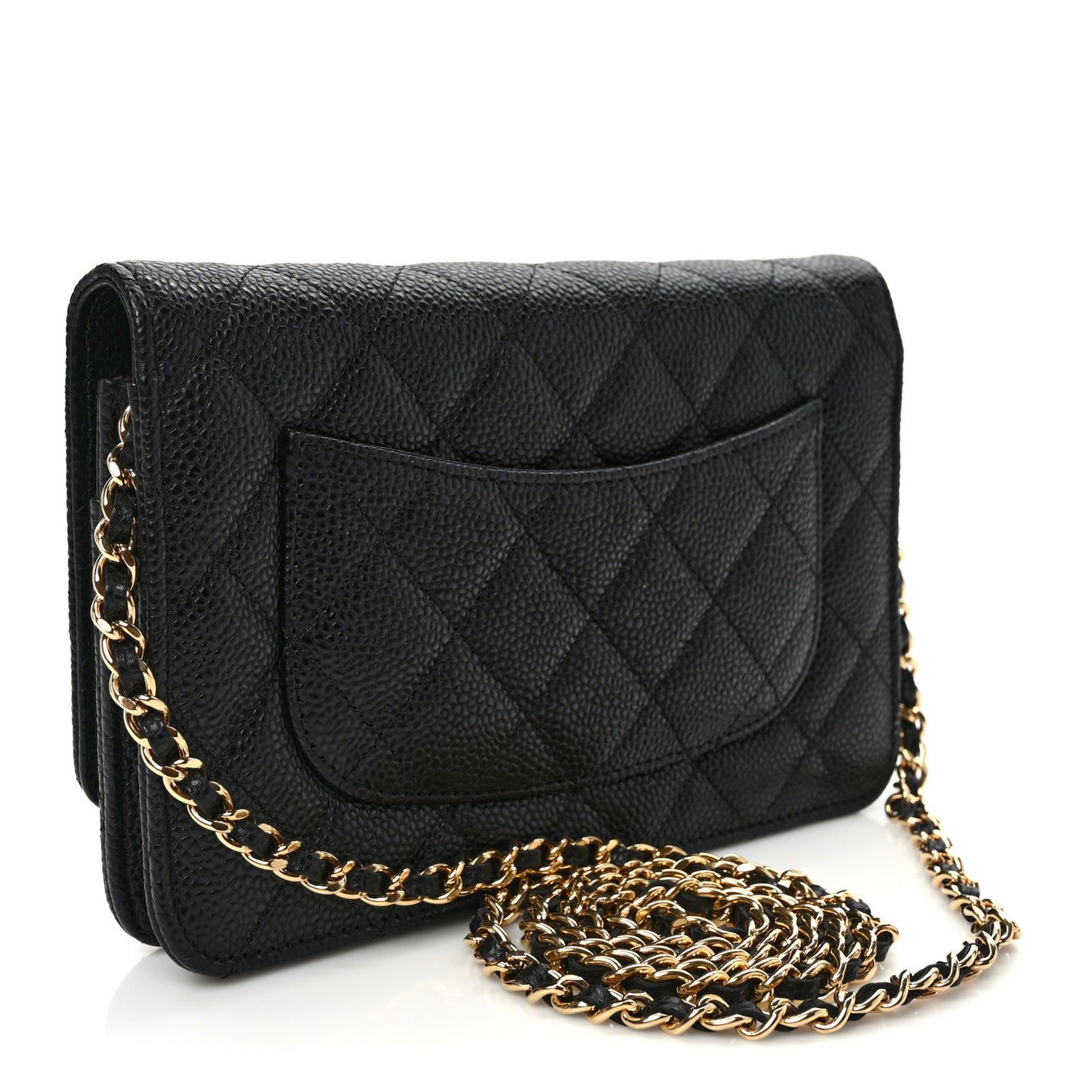 Caviar Quilted Wallet on Chain WOC Black