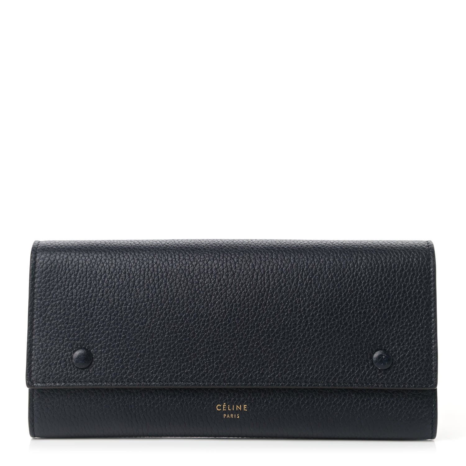 Celine Drummed Calfskin Large Multifunction Flap Wallet Navy 1 of 8