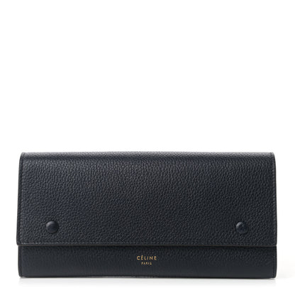 Celine Drummed Calfskin Large Multifunction Flap Wallet Navy 1 of 8