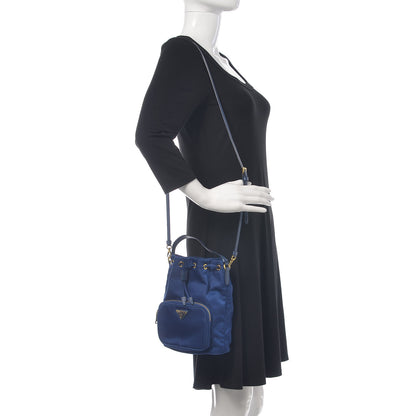 Prada Saffiano Tessuto Nylon Mini Bucket Crossbody Bag Royal 2 of 10