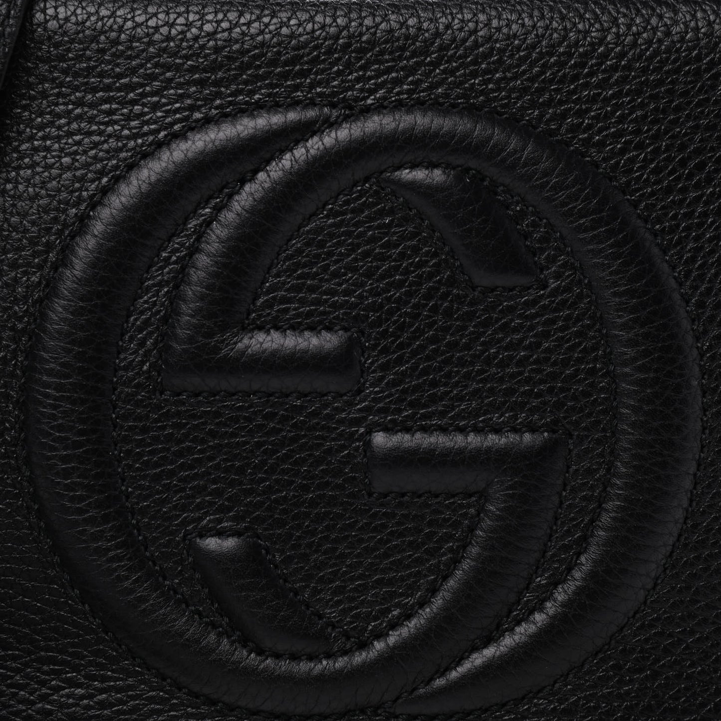 Pebbled Calfskin Small Soho Disco Bag Black