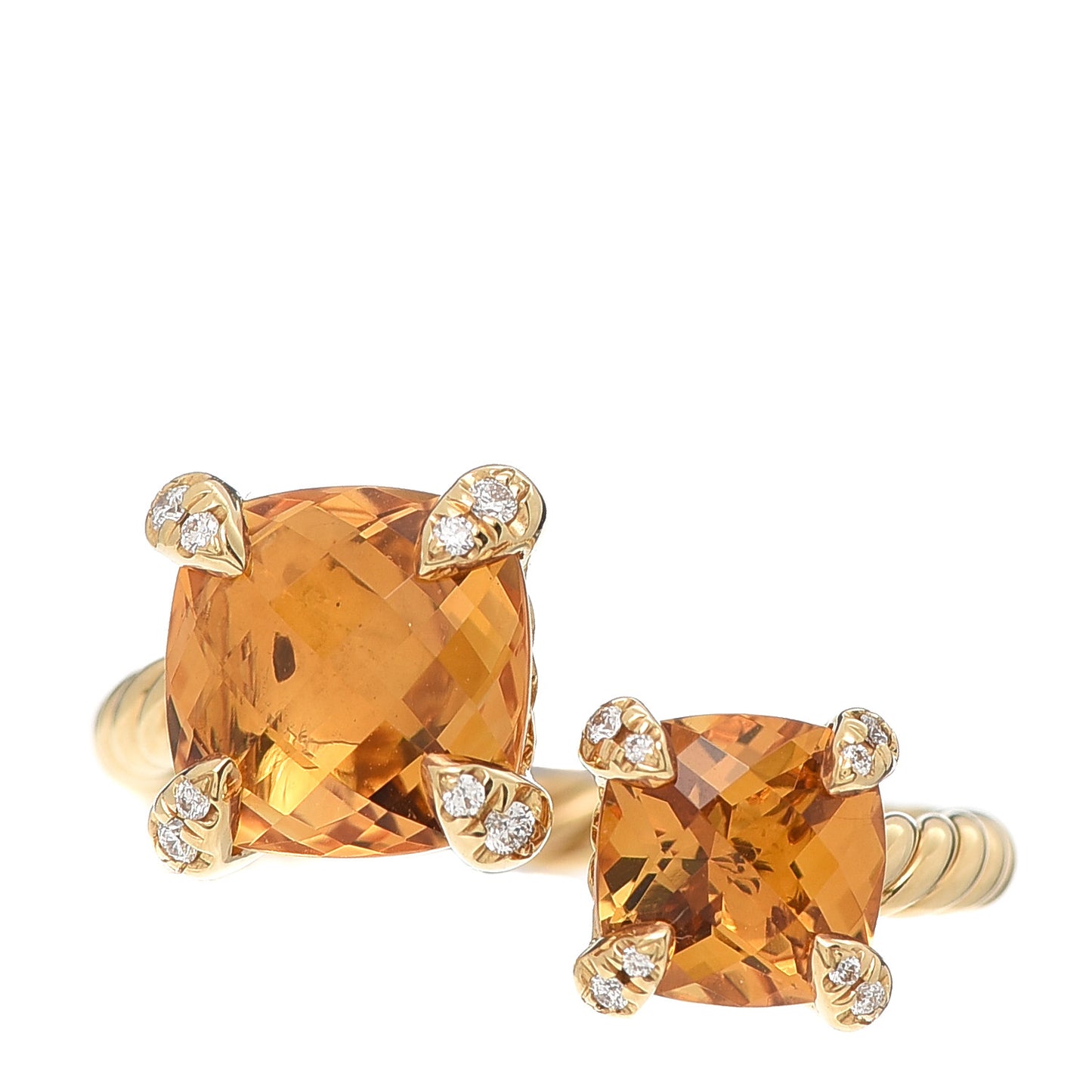 18K Yellow Gold Diamond Citrine Chatelaine Bypass Ring 54 6.75