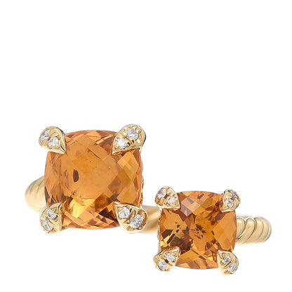 David Yurman 18K Yellow Gold Diamond Citrine Chatelaine Bypass Ring 54 6.75 1 of 4