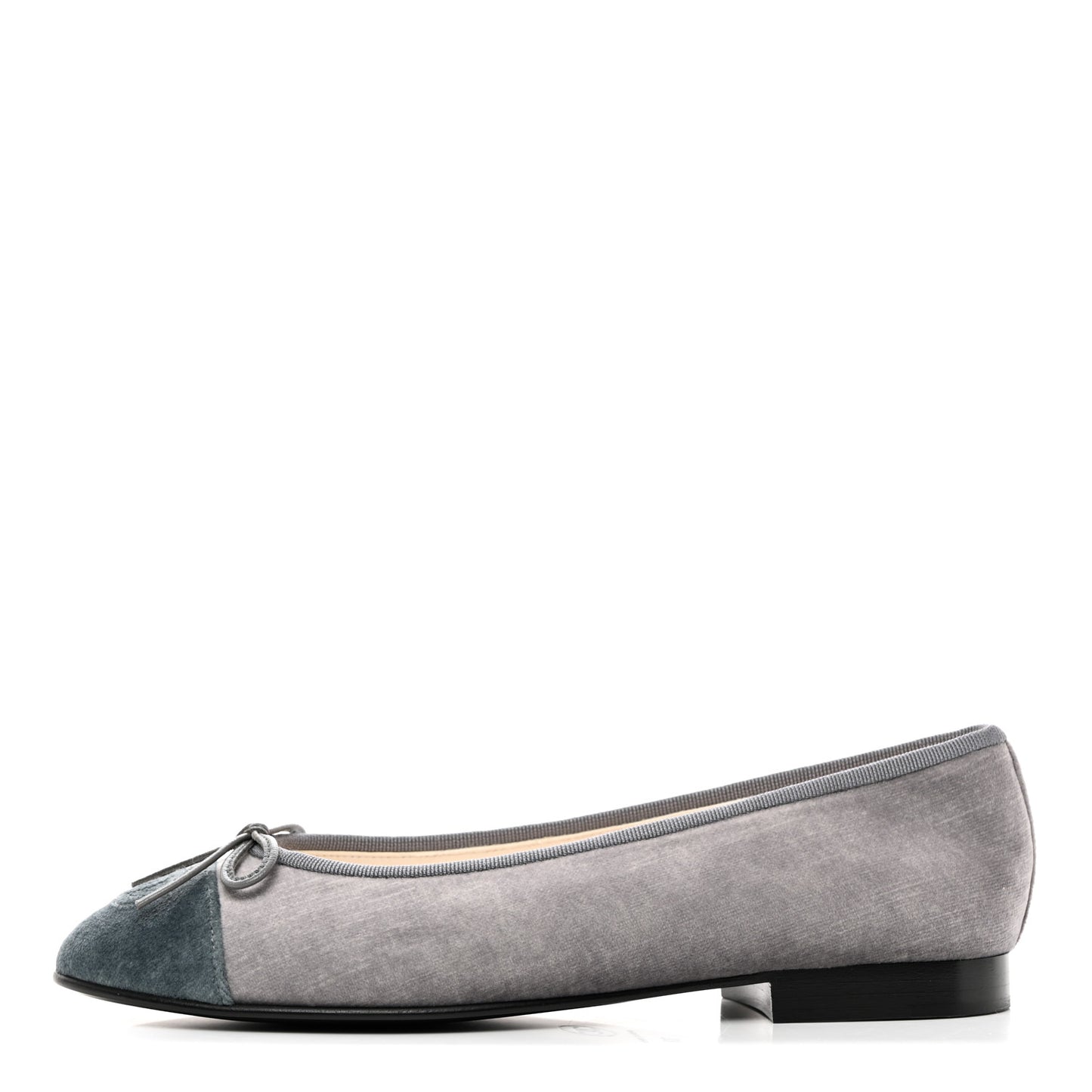Velvet Cap Toe Ballerina Flats 37 Grey Green