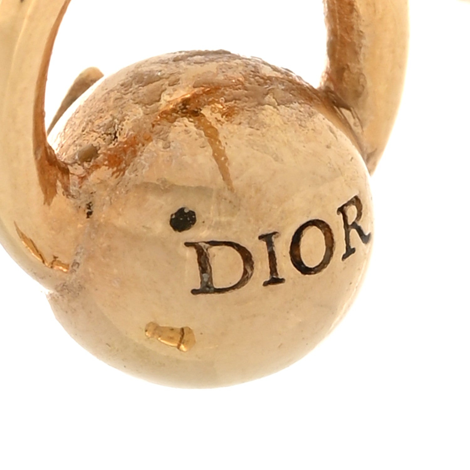 Christian Dior Metal CD Stud Earrings Gold 4 of 4