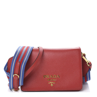 Prada Vitello Daino Flap Crossbody Rosso 1 of 8