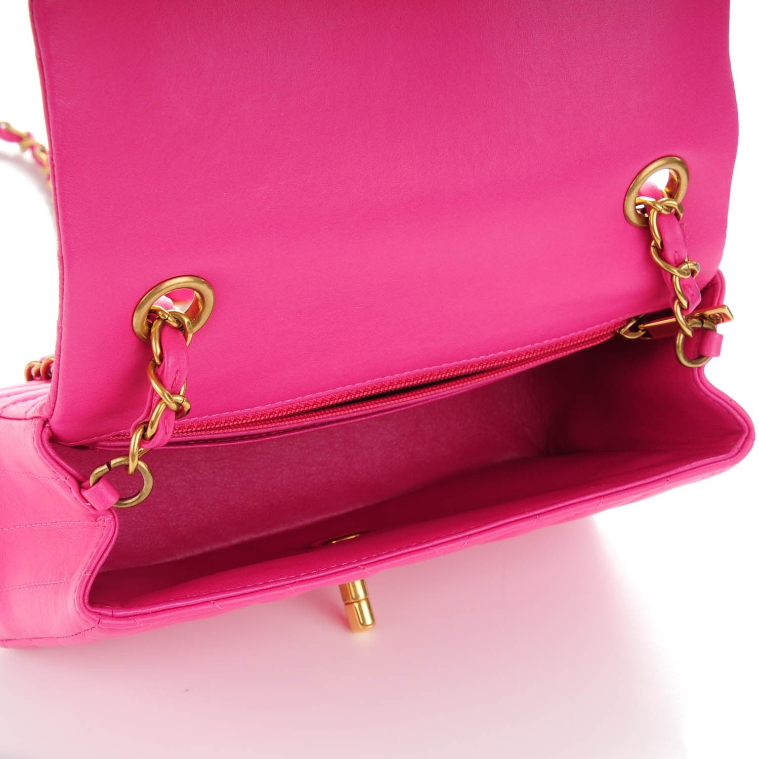 Chanel Lambskin Chevron Quilted Mini Rectangular Flap Pink 6 of 8