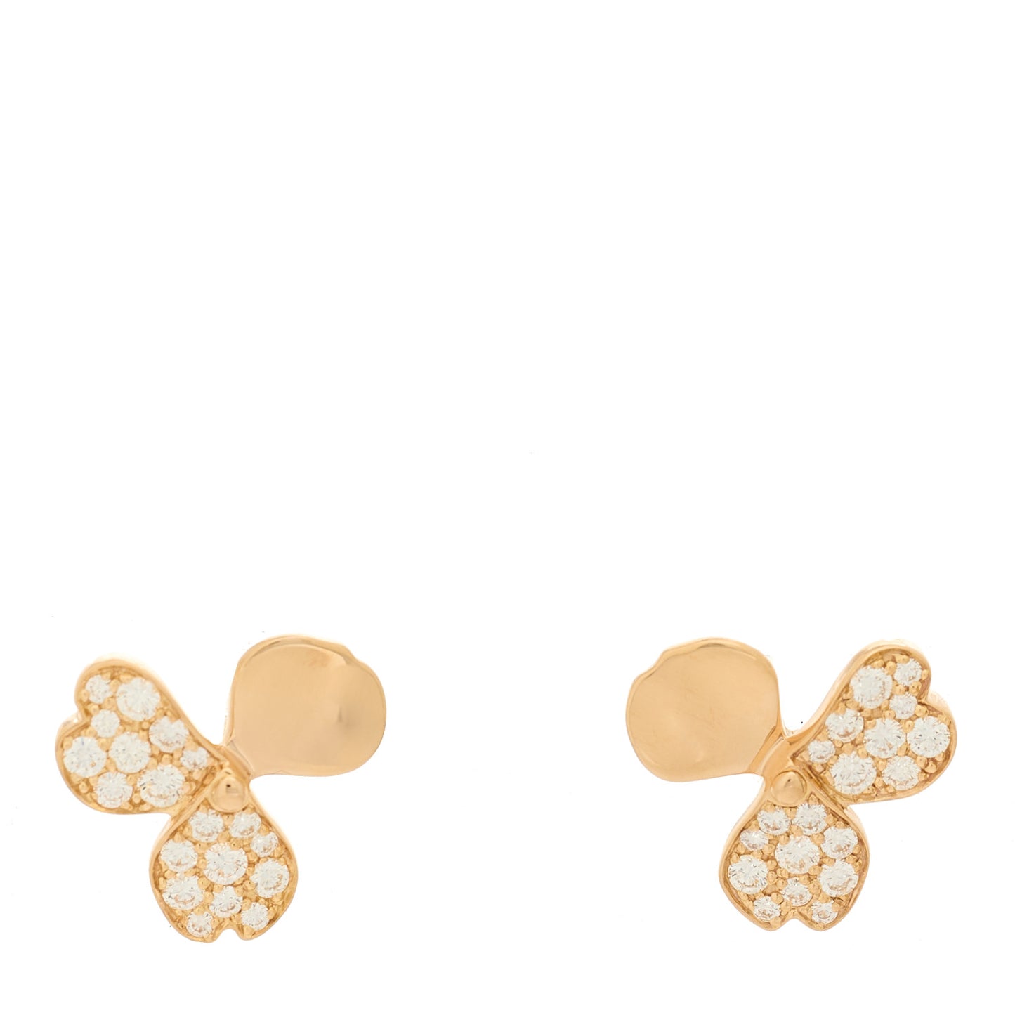 18K Rose Gold Diamond Paper Flowers Earrings