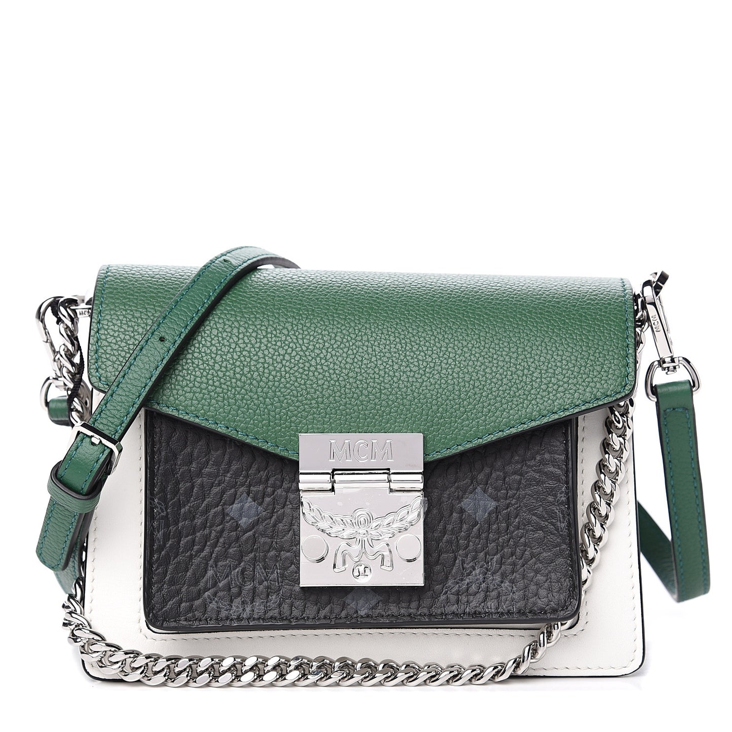 Calfskin Visetos Mini Patricia Crossbody Bag Black Eden