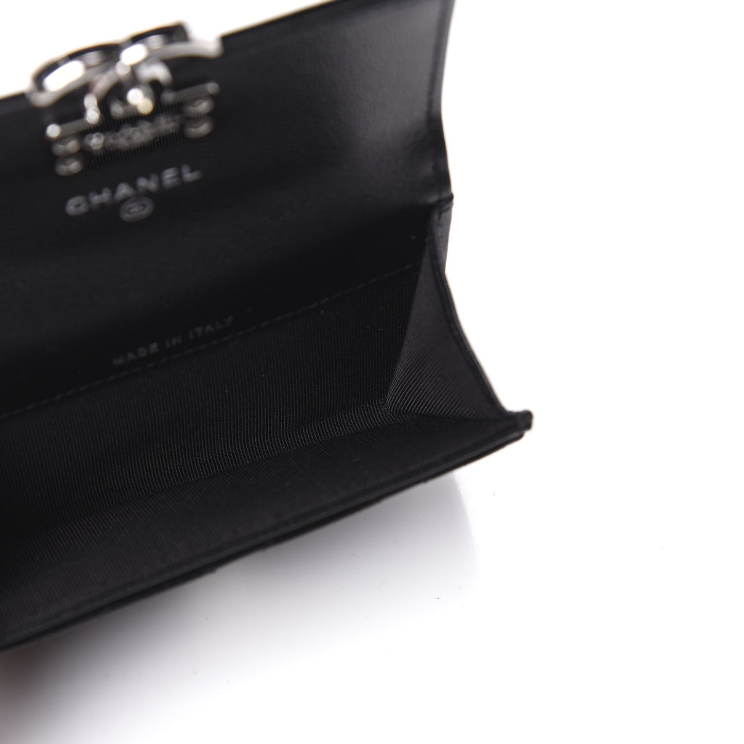 Caviar Quilted CC Box Flap Card Holder Black