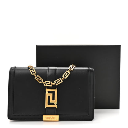 Versace Calfskin Greca Goddess Wallet On Chain Black 14 of 14