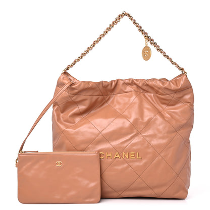 Chanel Shiny Calfskin Quilted Chanel 22 Camel 1 of 10