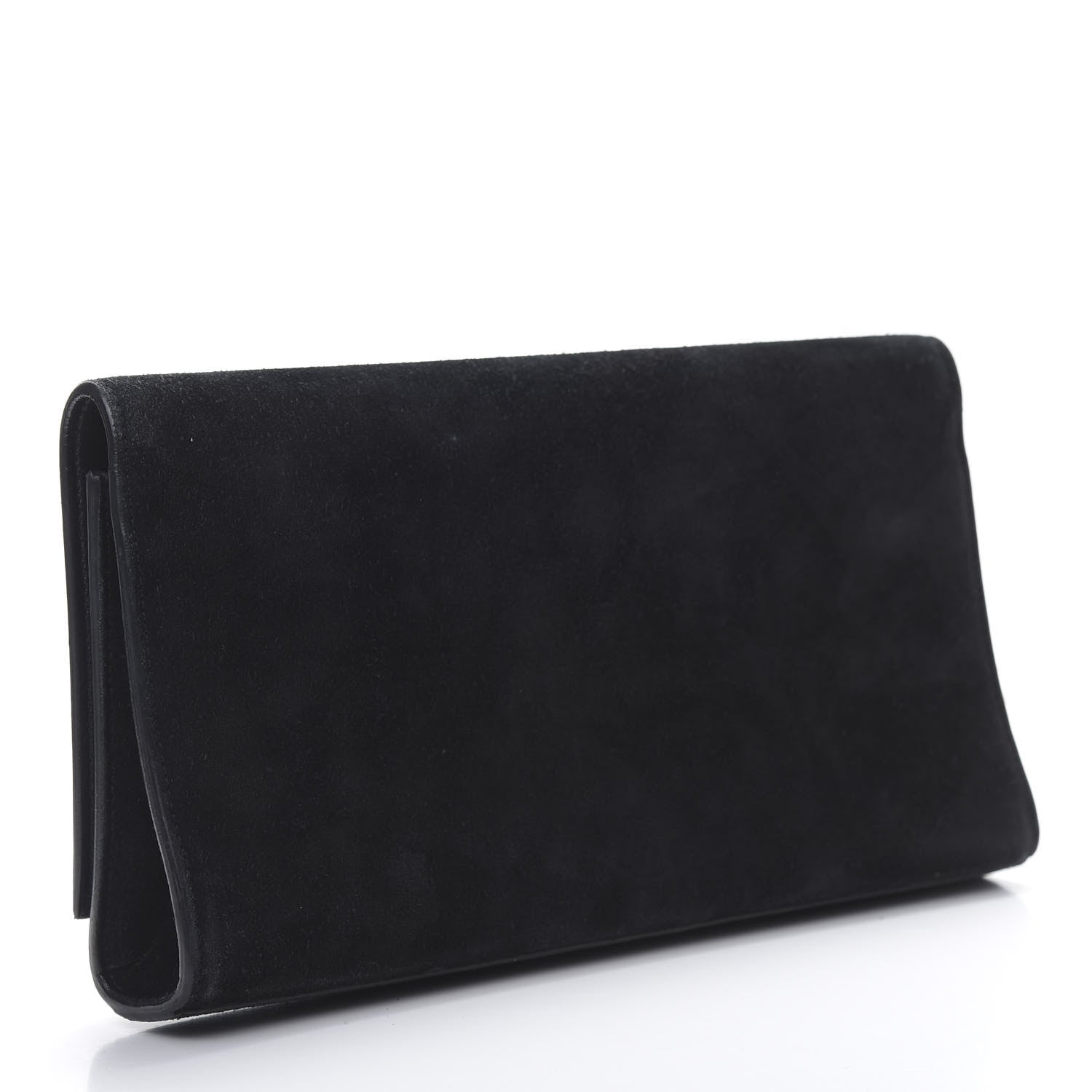 Saint Laurent Suede Classic Monogram Cassandre Tassel Clutch Dark Brown 3 of 12