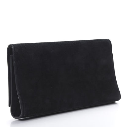 Saint Laurent Suede Classic Monogram Cassandre Tassel Clutch Dark Brown 3 of 12