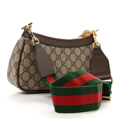 Gucci GG Supreme Monogram Textured Dollar Calfskin Web Small Ophidia GG Handbag Beige Ebony New Acero 2 of 11