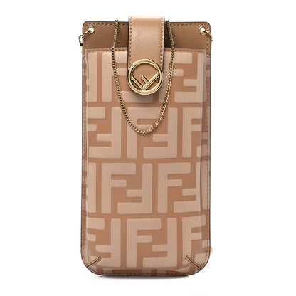 Fendi Vitello Termosport F is Fendi FF 1974 Embossed Phone Pouch Miele Scuro 1 of 6