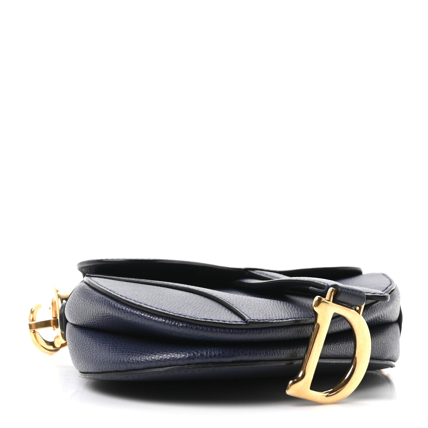 Grained Calfskin Mini Saddle Bag Navy