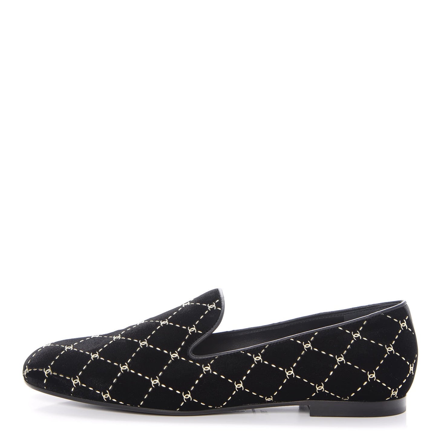 Velvet Moccasin Loafers 39.5 Black