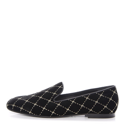 Chanel Velvet Moccasin Loafers 39.5 Black 1 of 9