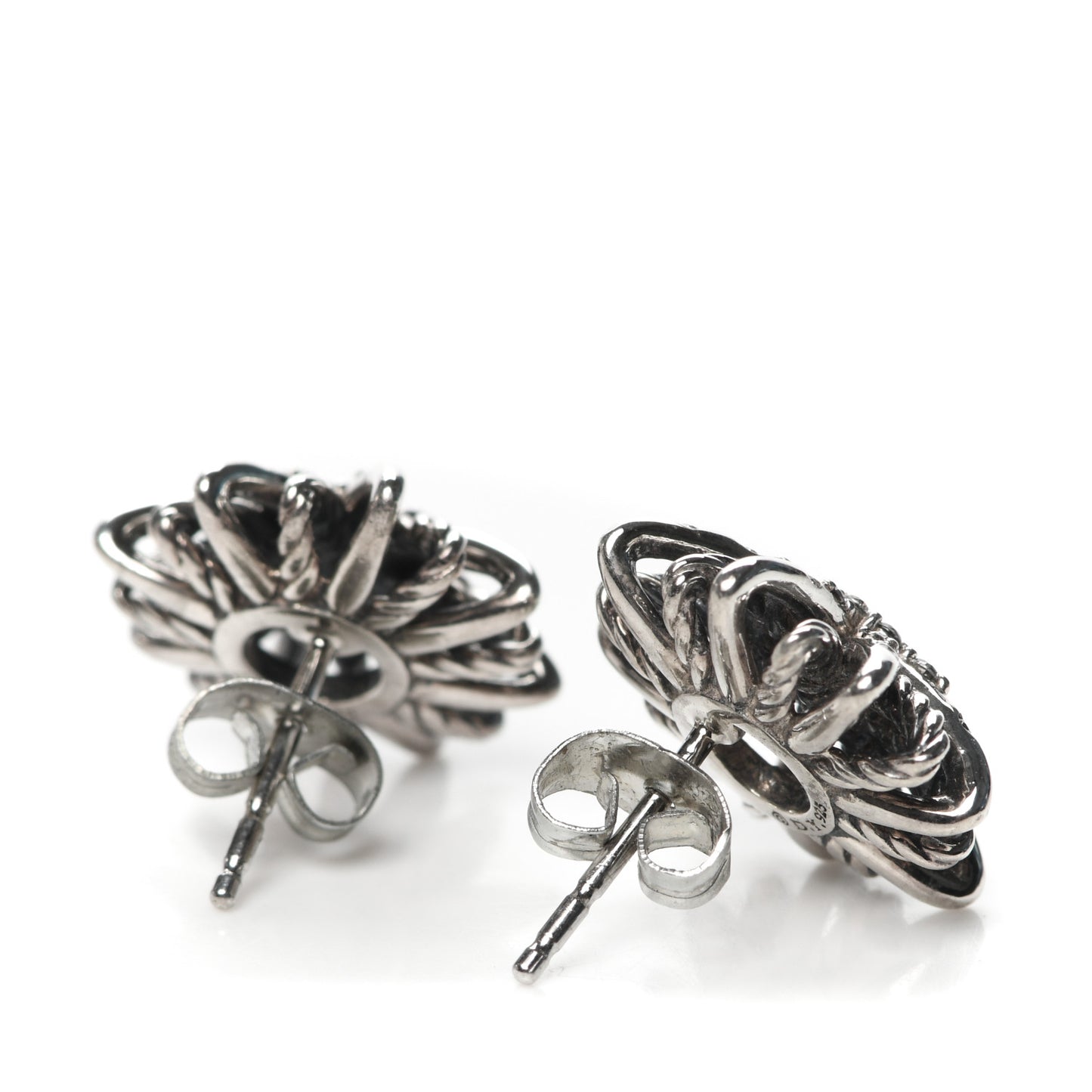 Sterling Silver Diamond 16mm Starburst Earrings