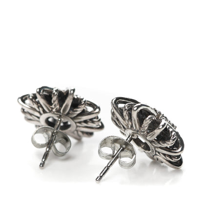 David Yurman Sterling Silver Diamond 16mm Starburst Earrings 3 of 4