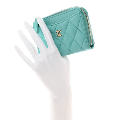 Chanel Caviar Quilted CC Zip Around Card Holder Blue 2 of 13