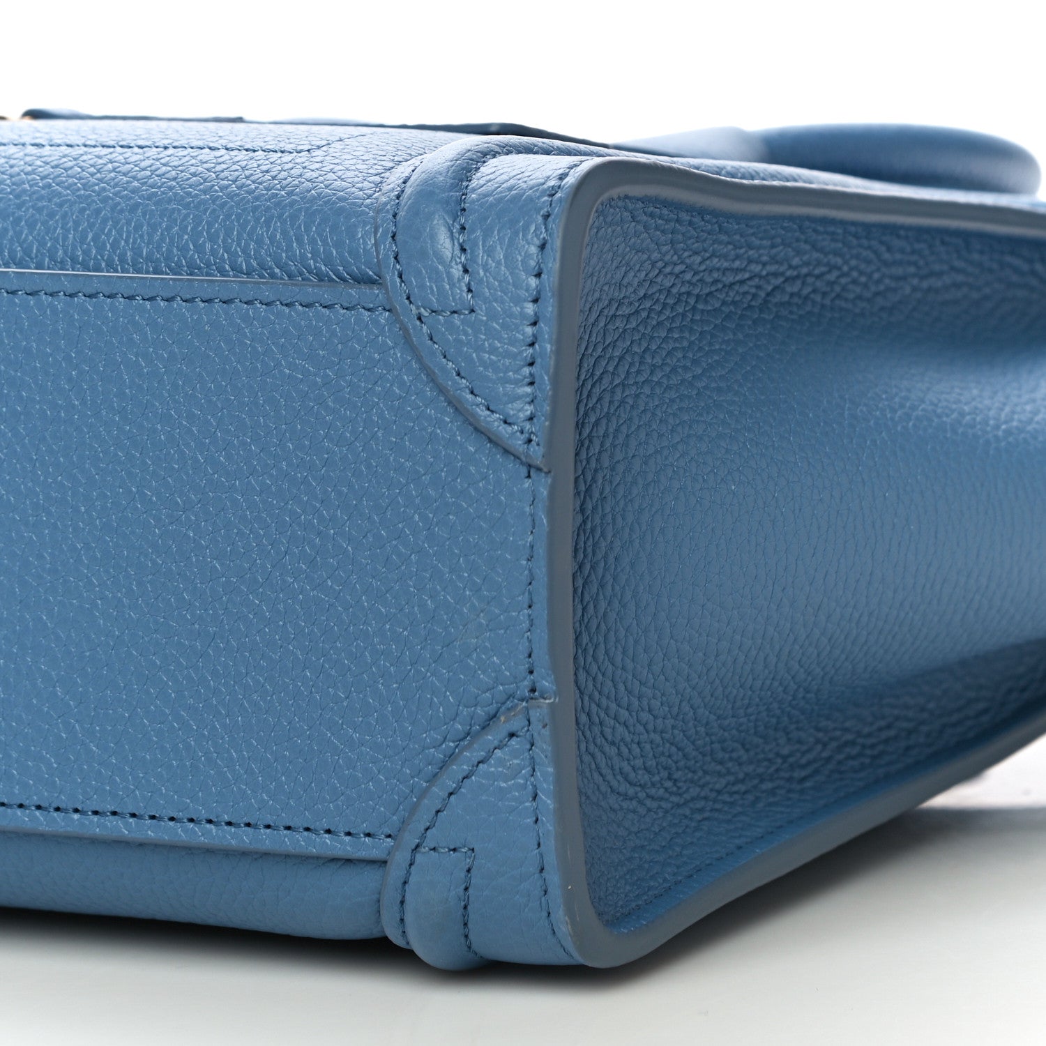 Celine Drummed Calfskin Nano Luggage Azure 10 of 10