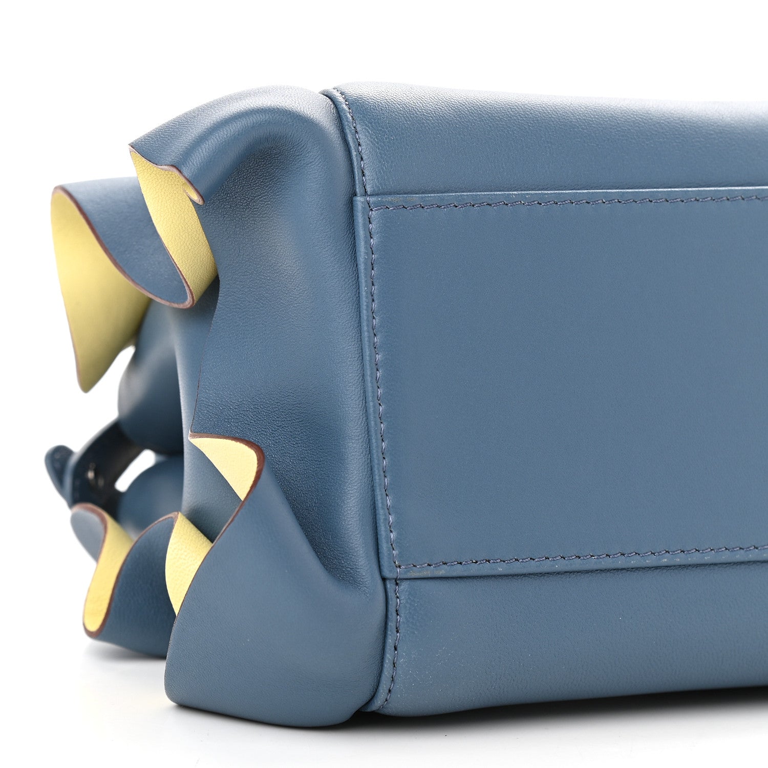 Fendi Nappa Bi-Color Mini Waves Peekaboo Iconic Satchel Ceruleo Banana 9 of 10
