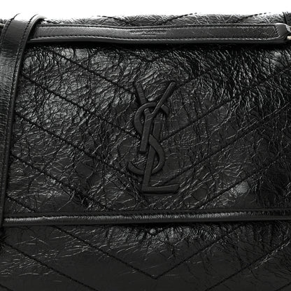 Saint Laurent Crinkled Calfskin Matelasse Monogram Medium Niki Chain Satchel Black 8 of 10