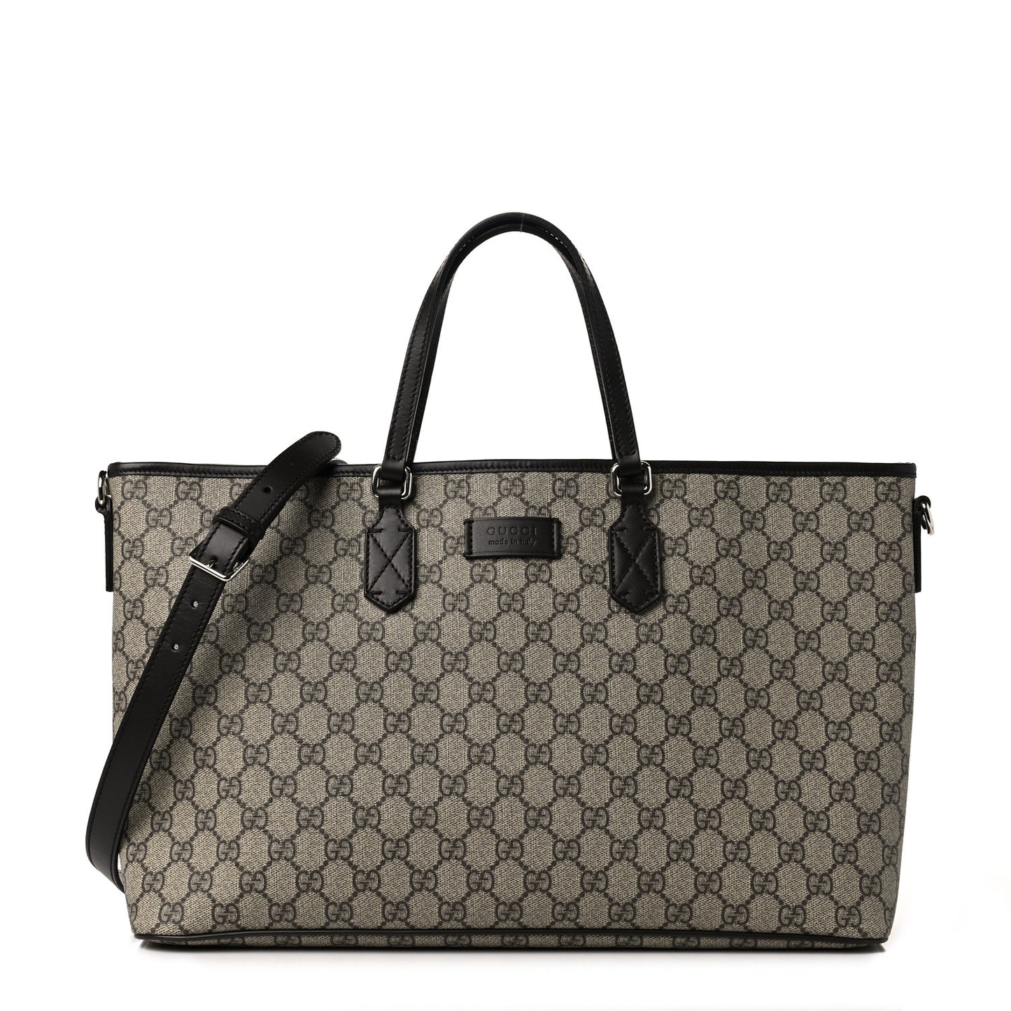 GG Supreme Monogram Medium Zippered Tote Dark Brown