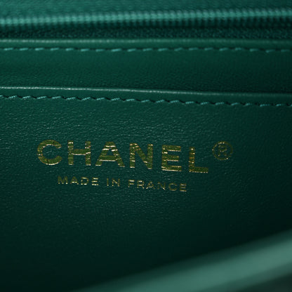 Chanel Lambskin Quilted Mini Top Handle Rectangular Flap Green 6 of 10