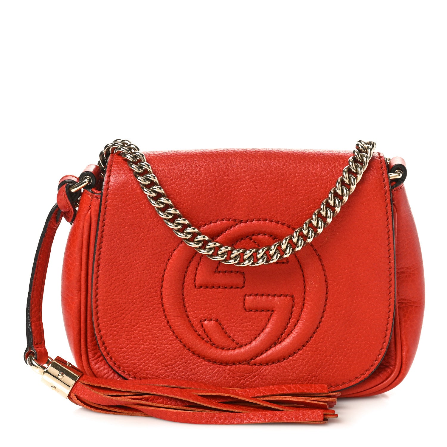 Gucci Pebbled Calfskin Small Soho Flap Crossbody Red 1 of 9