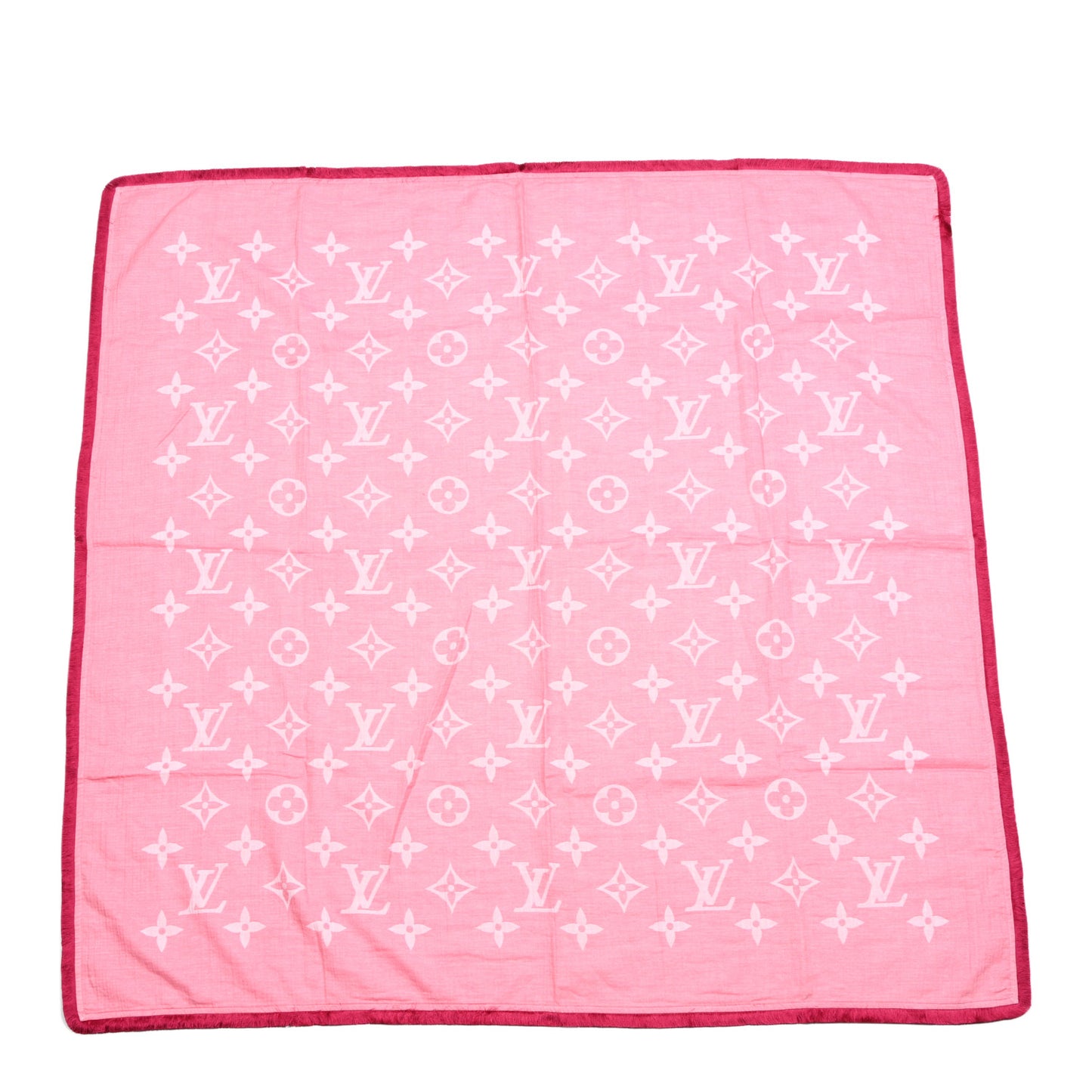 Cotton Monogram Shawl Pink