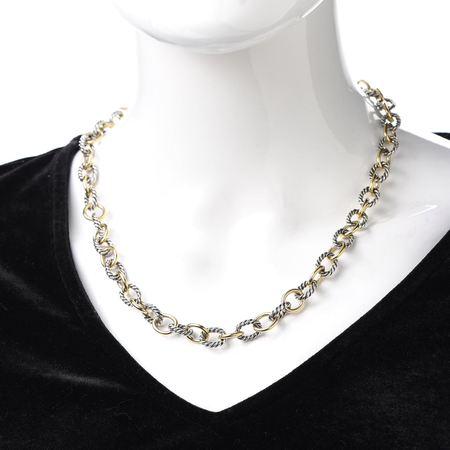 Sterling Silver 18K Yellow Gold 12mm Large Oval Link Necklace