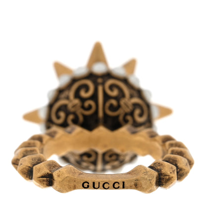 Gucci Metal Pearl Spike Studded Ring XS  Aged Gold 3 of 4